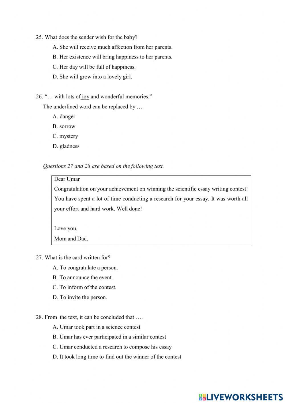 SOAL PAS Bahasa Inggris Kelas 8 No 21-40