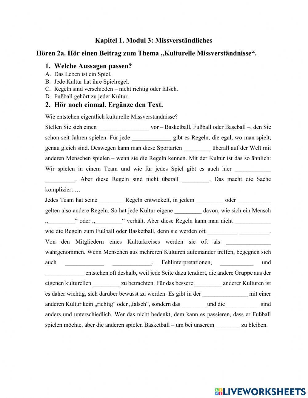 hörverstehen deutsch 5 klasse übungen
