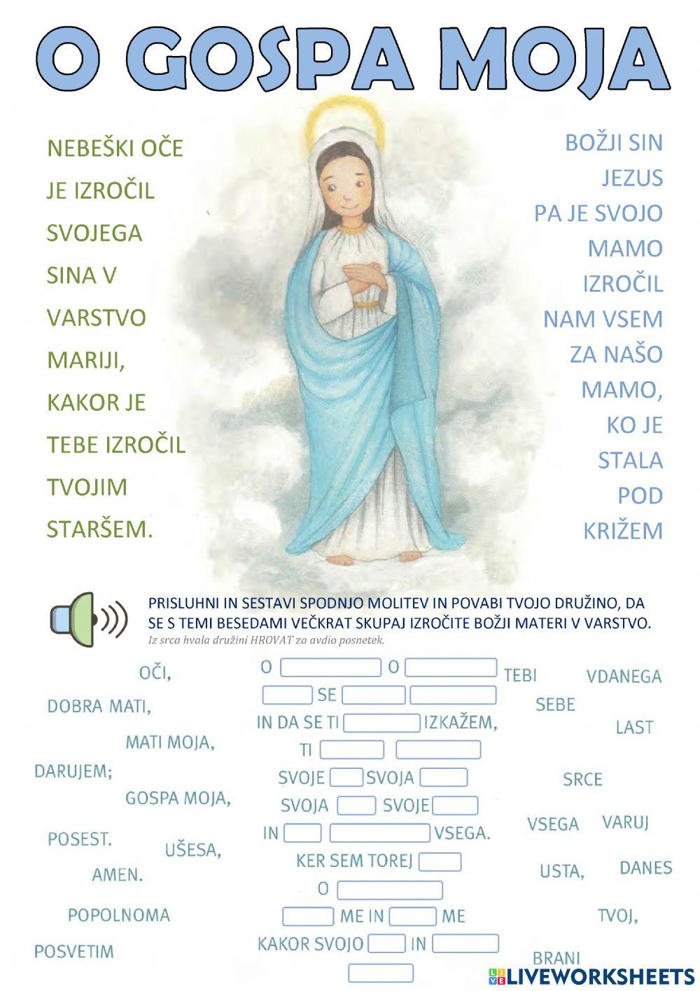O Gospa moja O Gospa moja