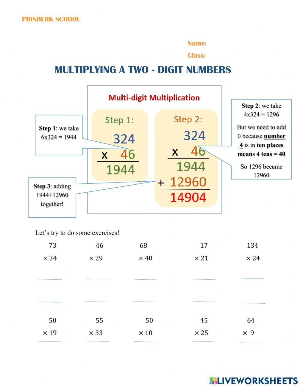 Multiplying a two digit number