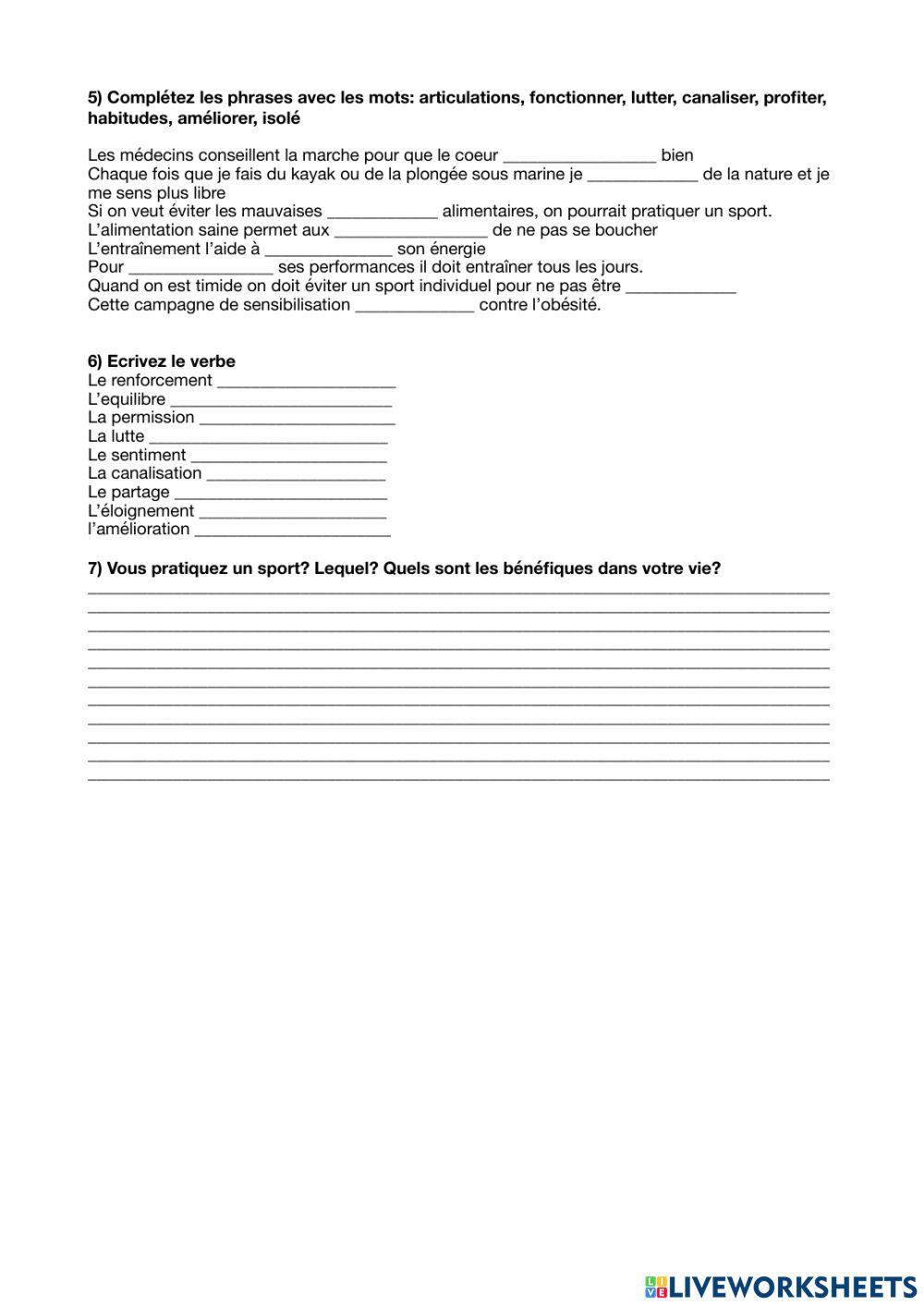 Parcours unité 2 les bienfaits du sport