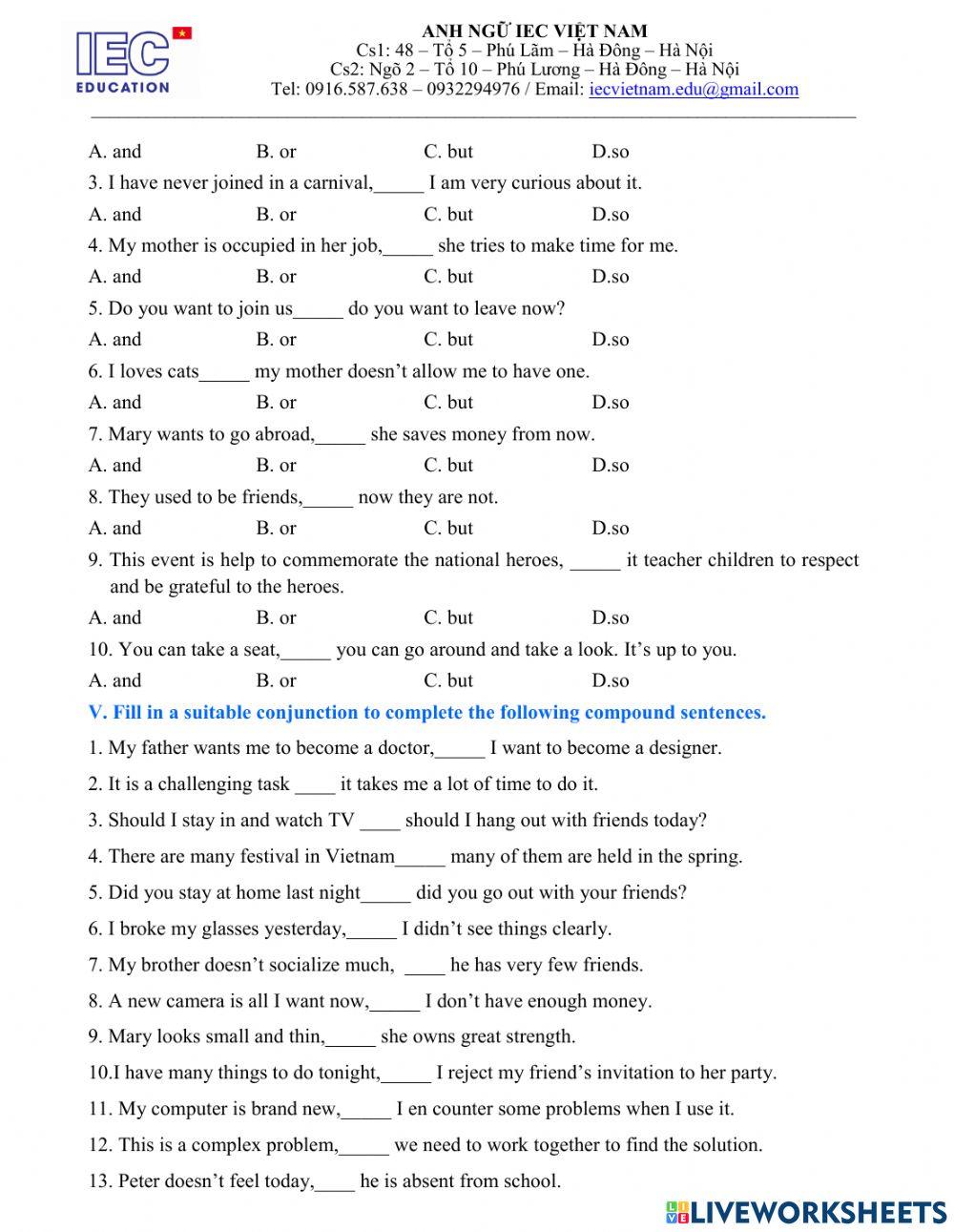 Complex and compound sentences