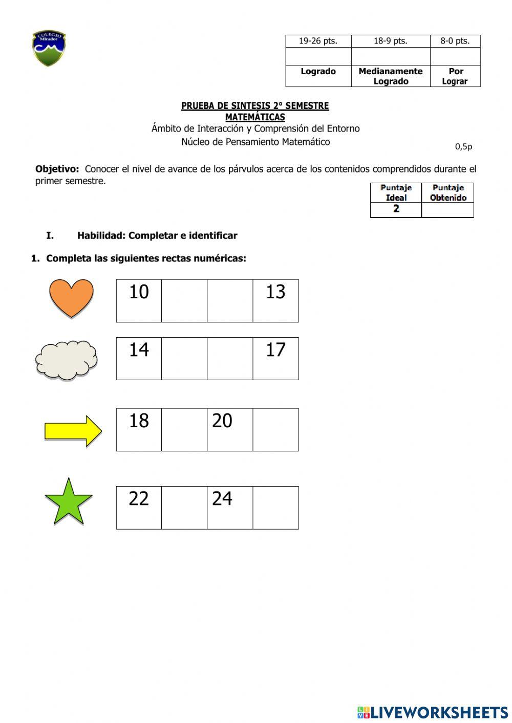 Evaluación síntesis matemática