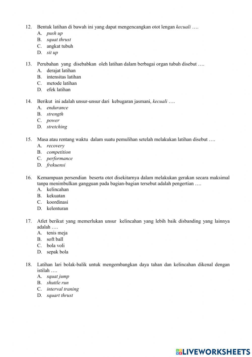 Soal PAS PJOK Kelas 7