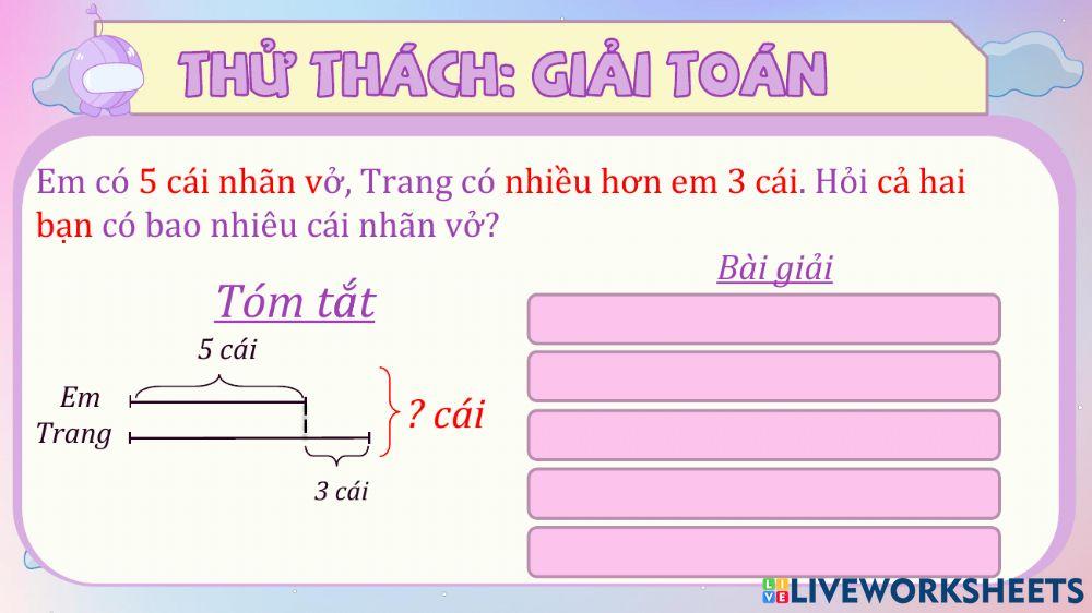 Toán 3 - Giải toán bằng 2 phép tính