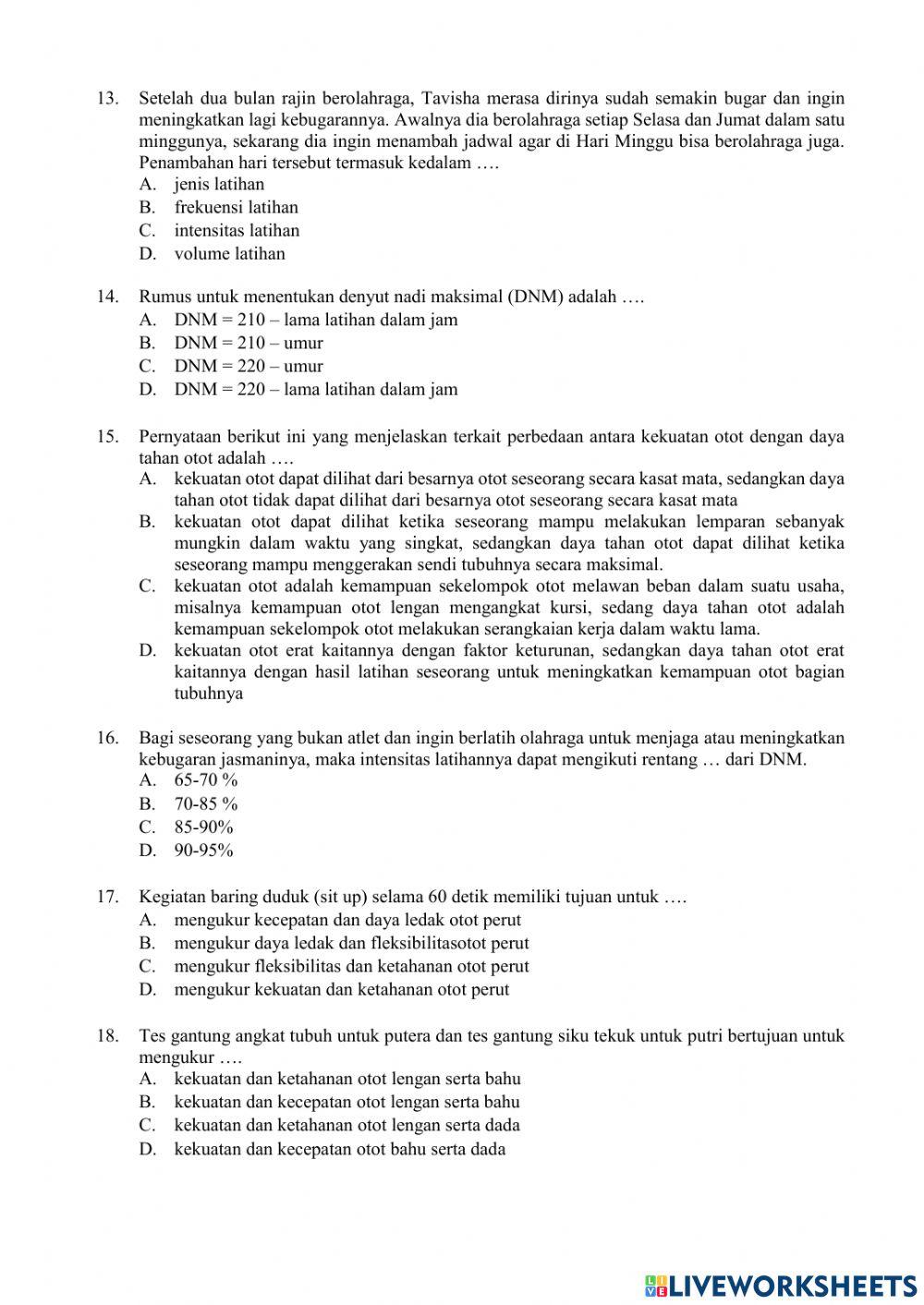 Soal PAS PJOK Kelas 8