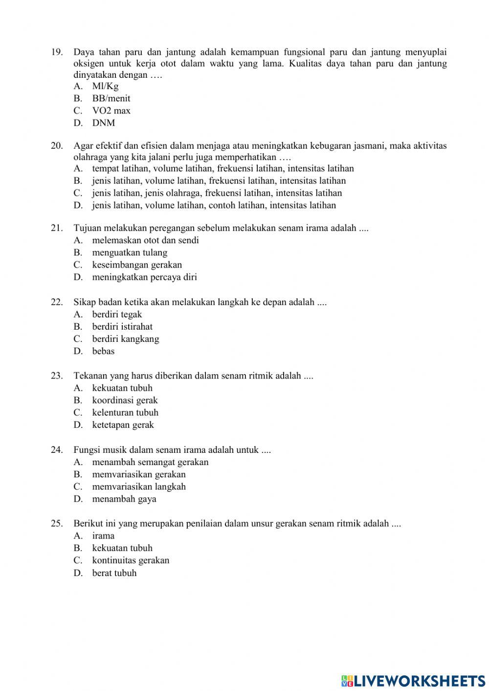 Soal PAS PJOK Kelas 8