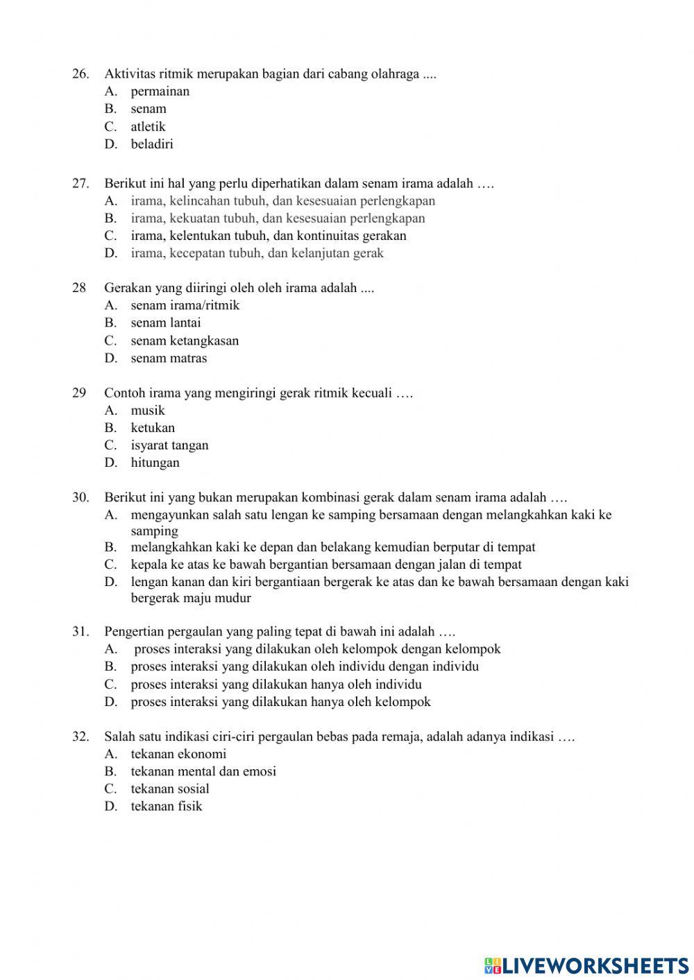 Soal PAS PJOK Kelas 8