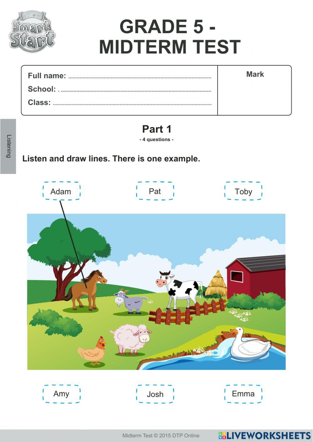 Midterm Test grade 5 Listening