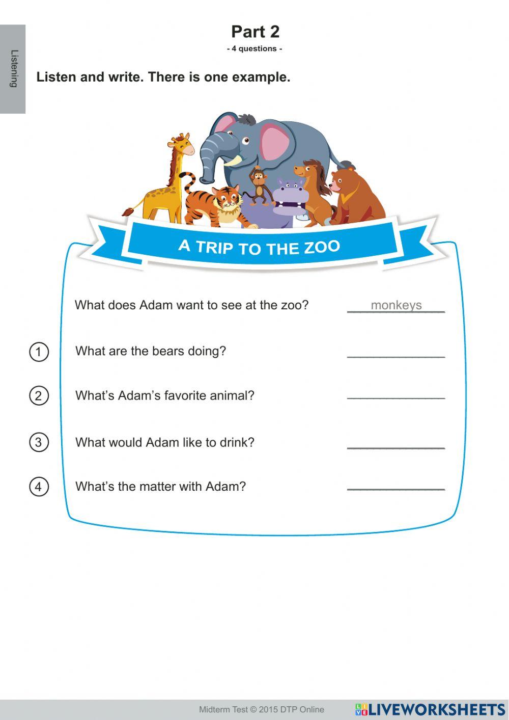 Midterm Test grade 5 Listening