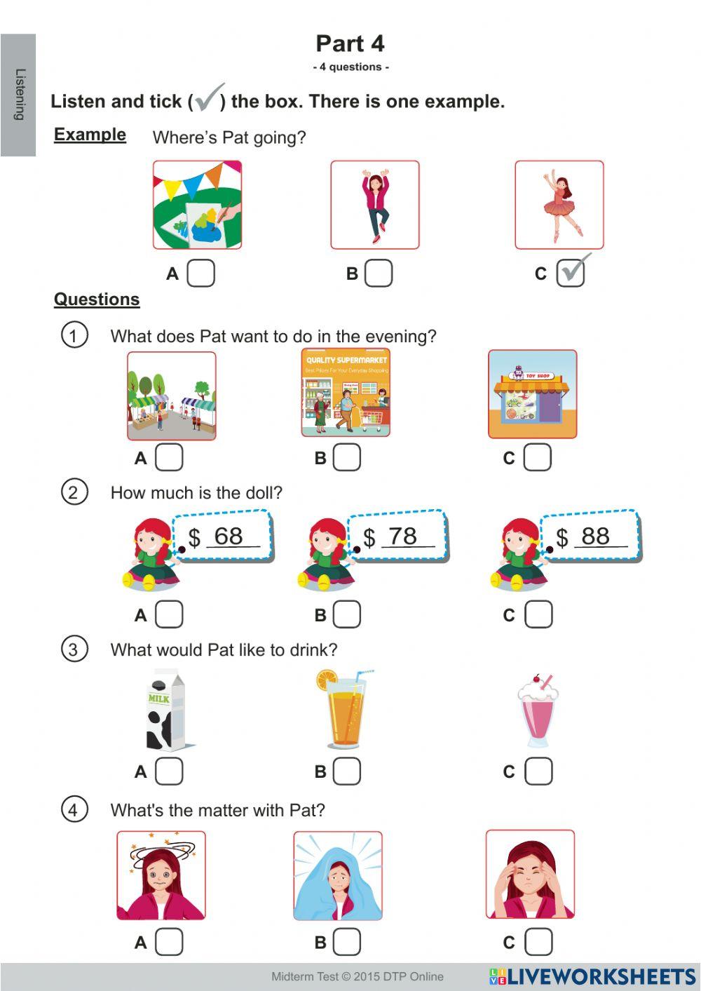 Midterm Test grade 5 Listening