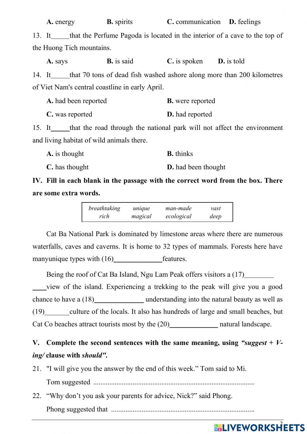 Unit 5 - wonders of vietnam