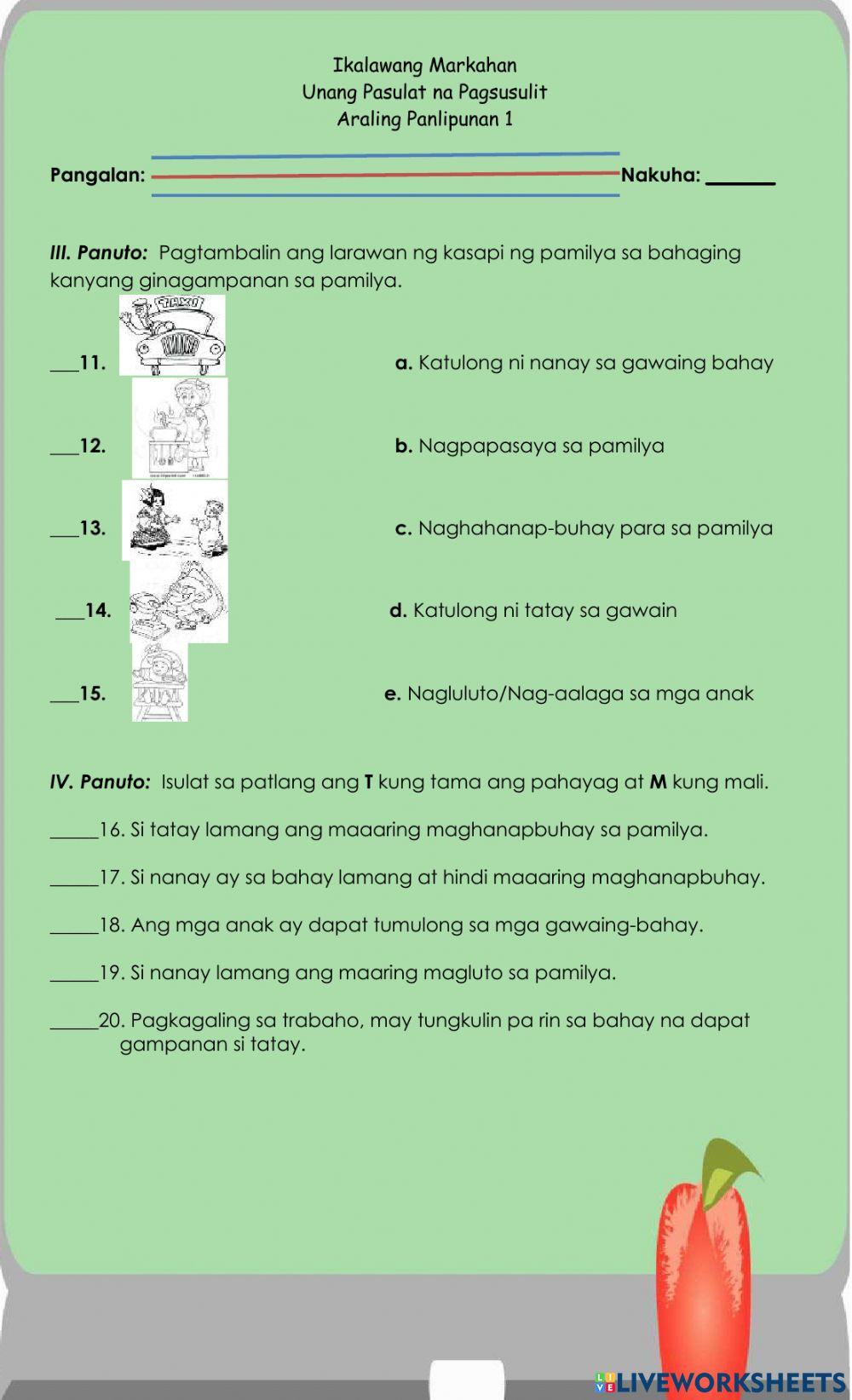 1st Summative Test-Q2 in Araling Panlipunan Part 2