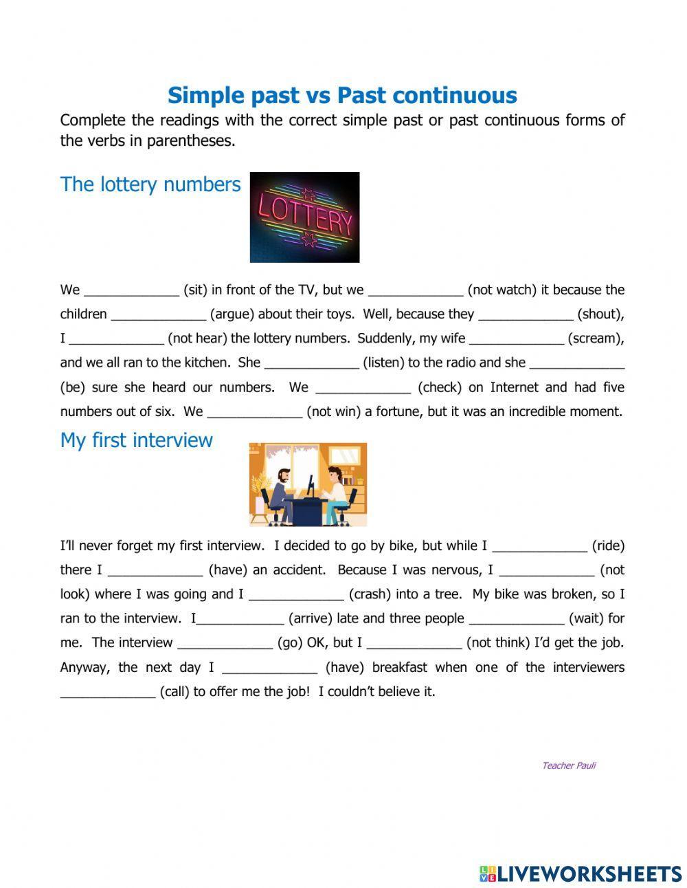 Past continuous vs simple past