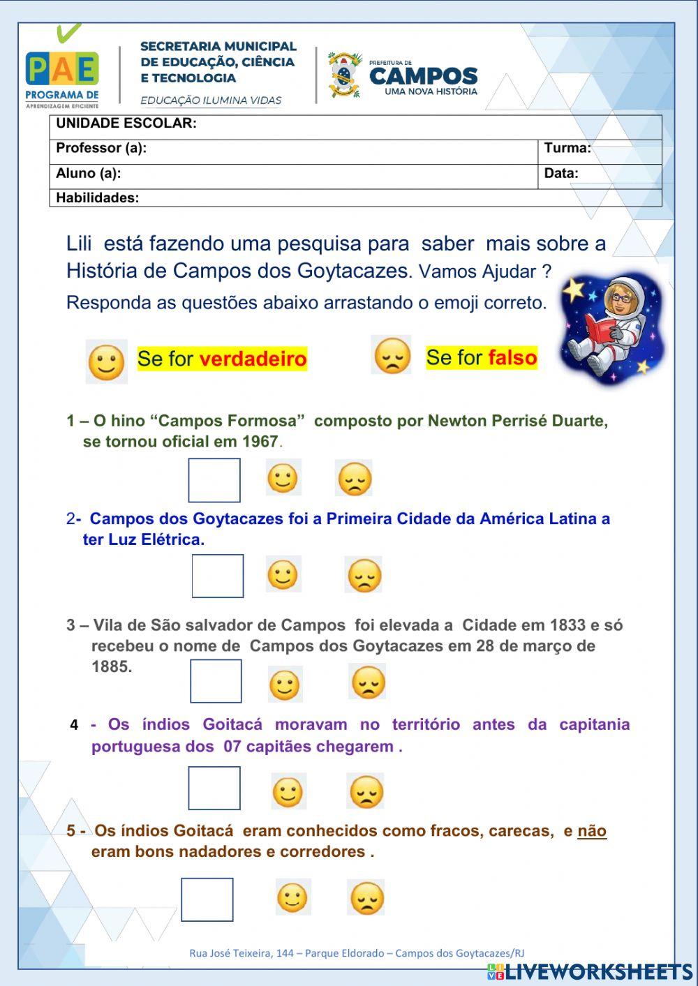 História de Campos dos Goytacazes e Paisagem Natural e Modificada