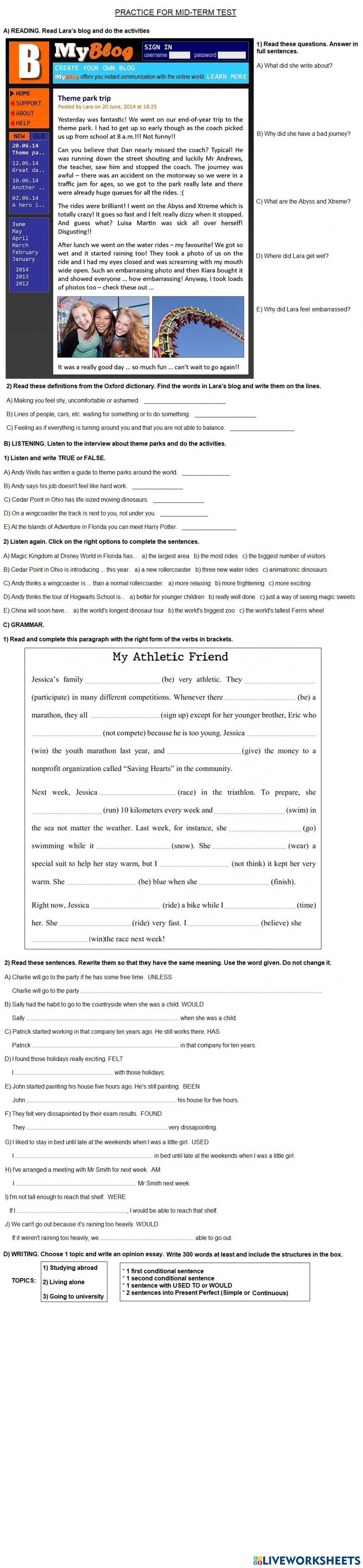 Mid-Term Test (Units 1-4)