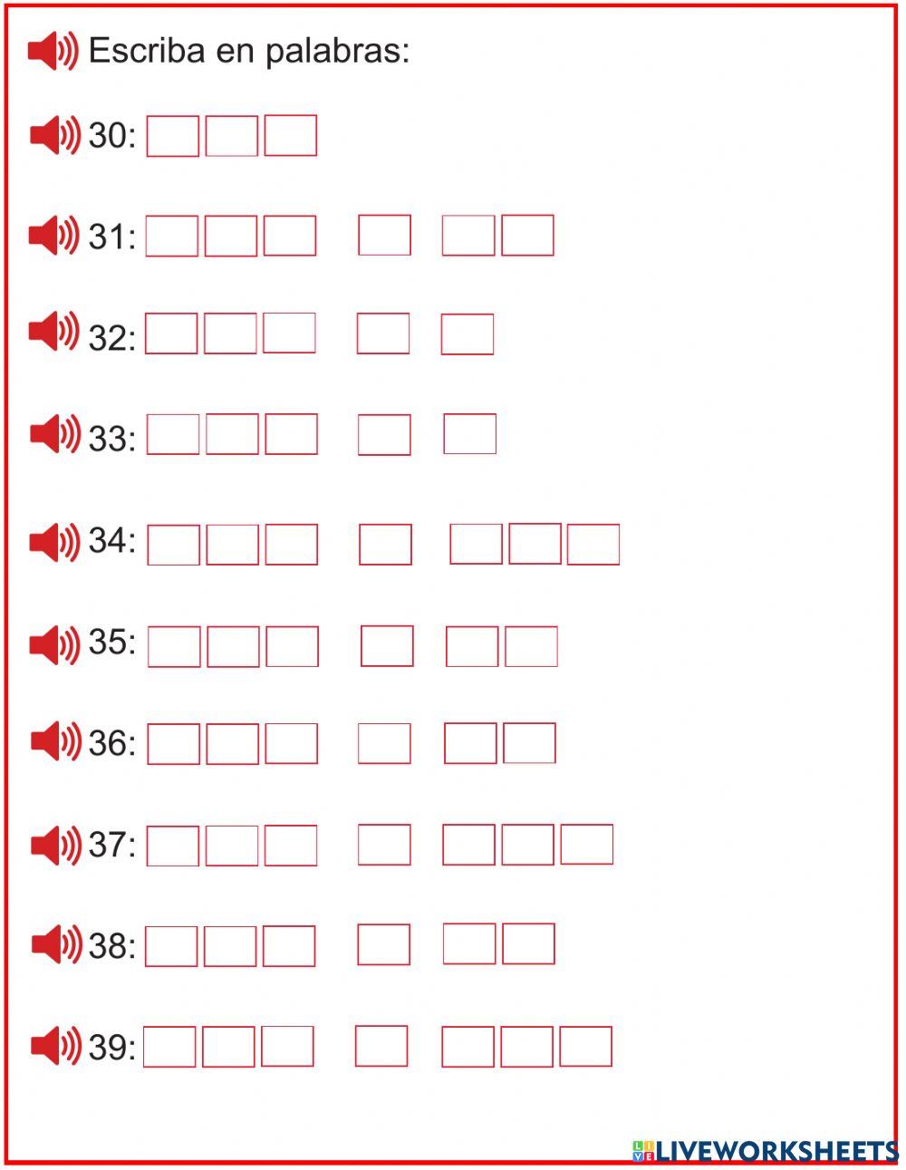 Familia del 30 en palabras (B)