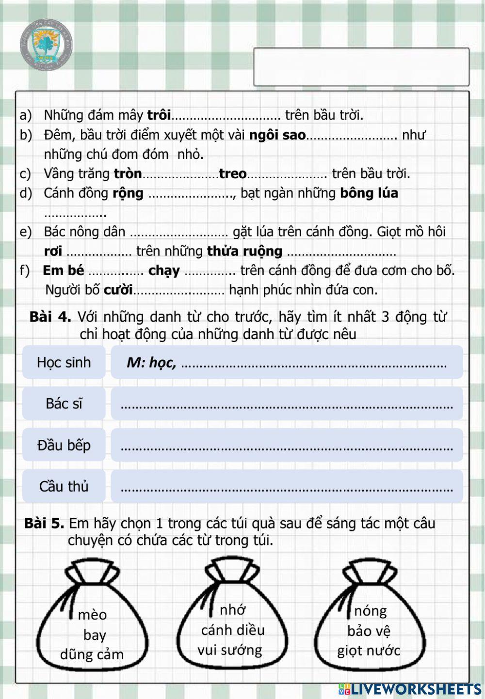 Ôn tập về danh từ, động từ, tính từ