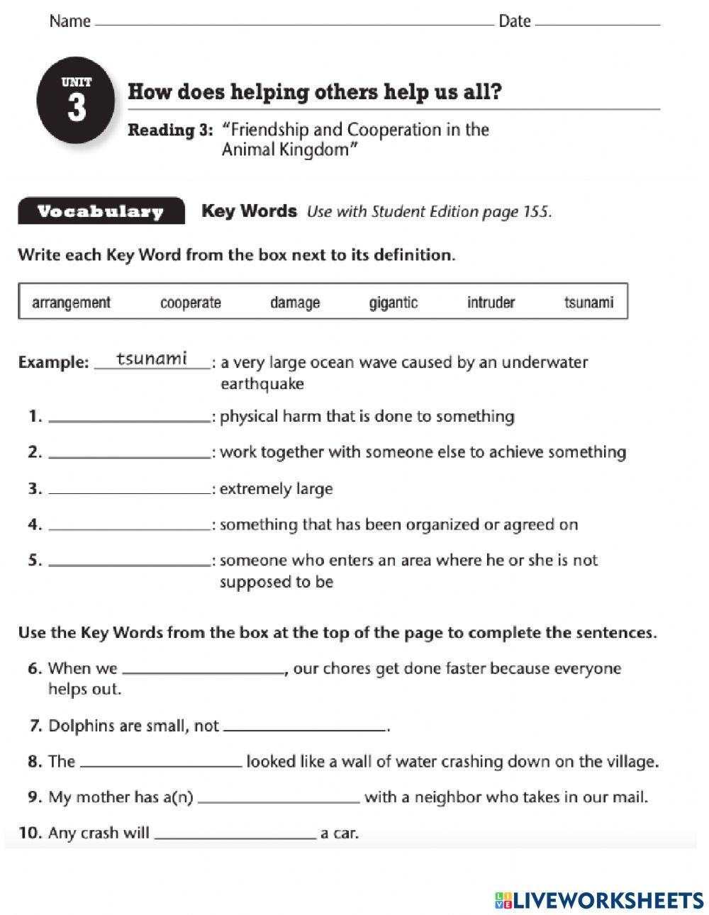Lesson 3, unit 3 KEWORDS