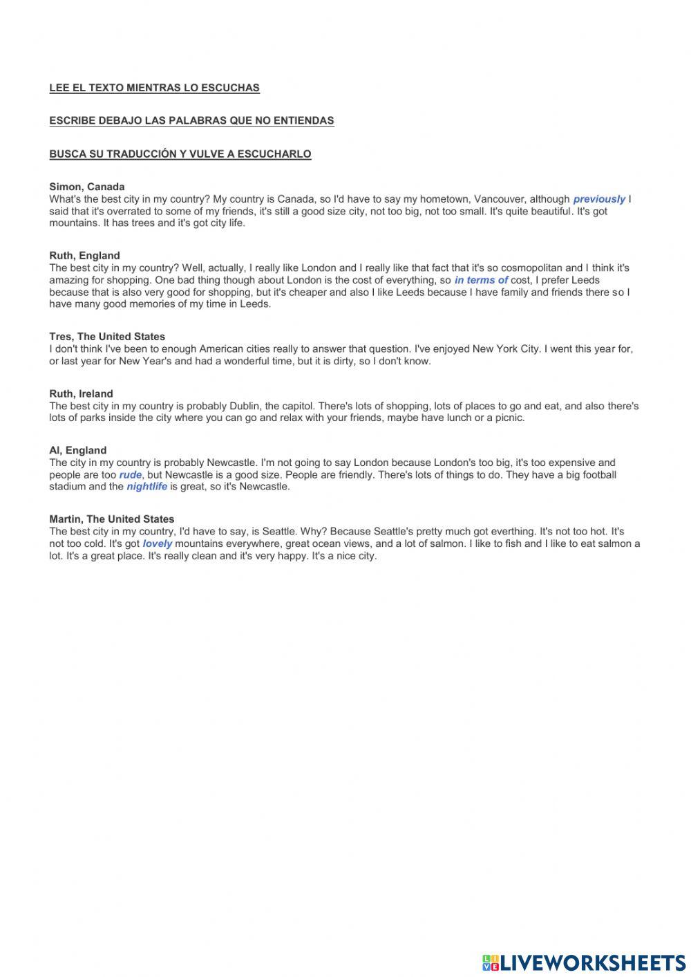 Practicas de listening