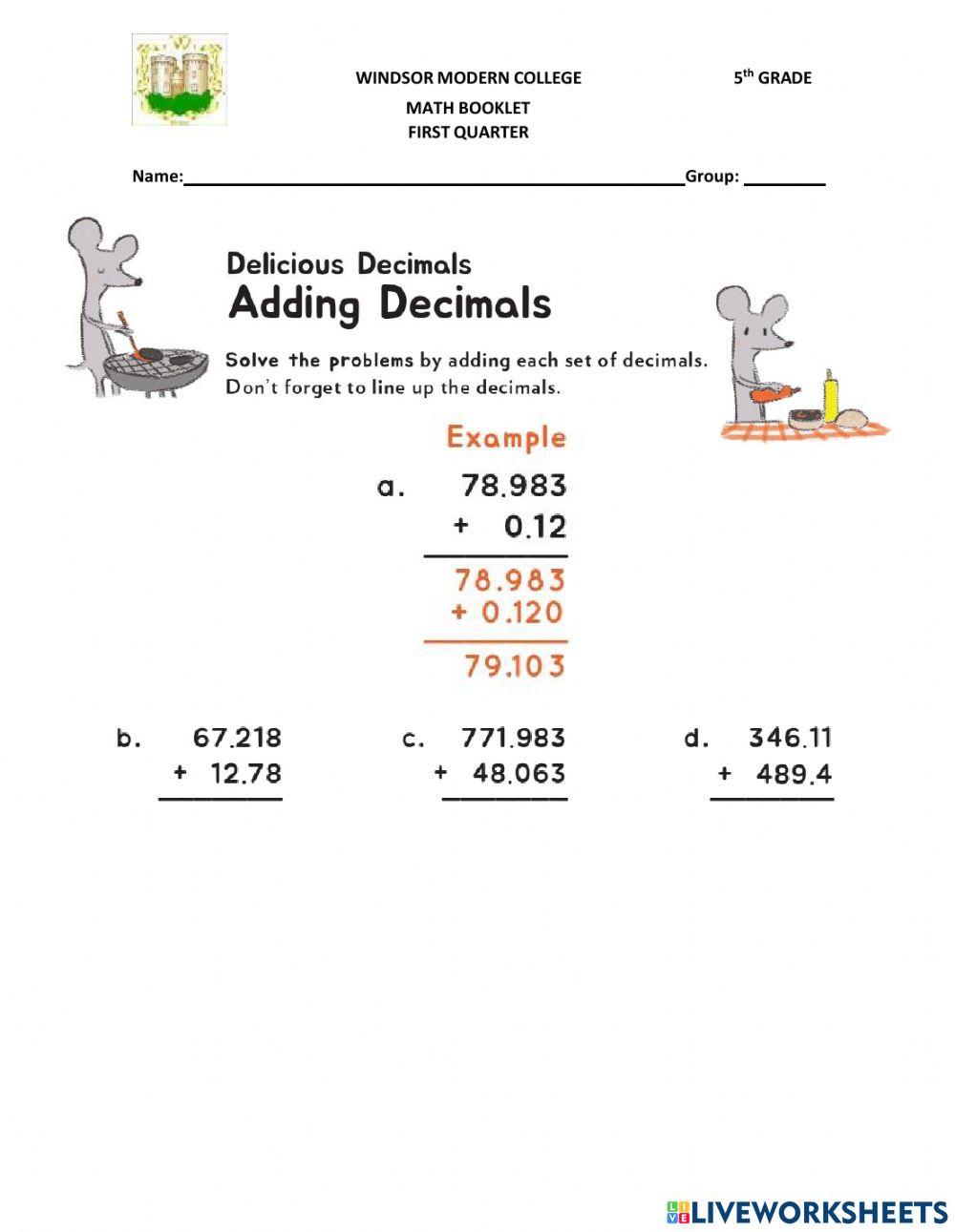 Adding decimals