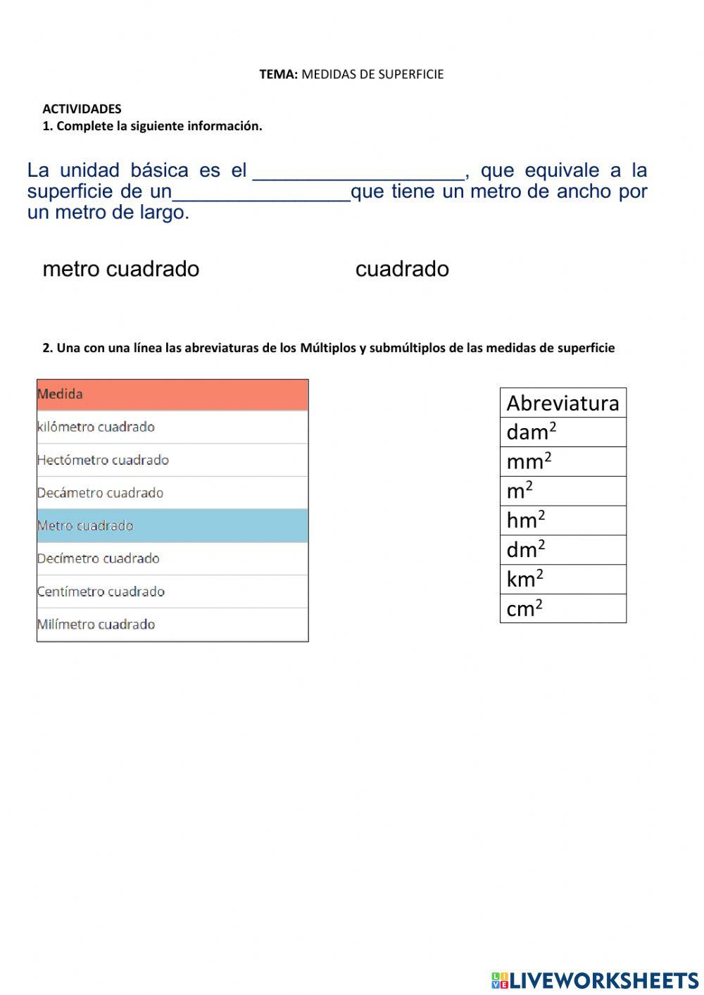 Medidas de Superficie