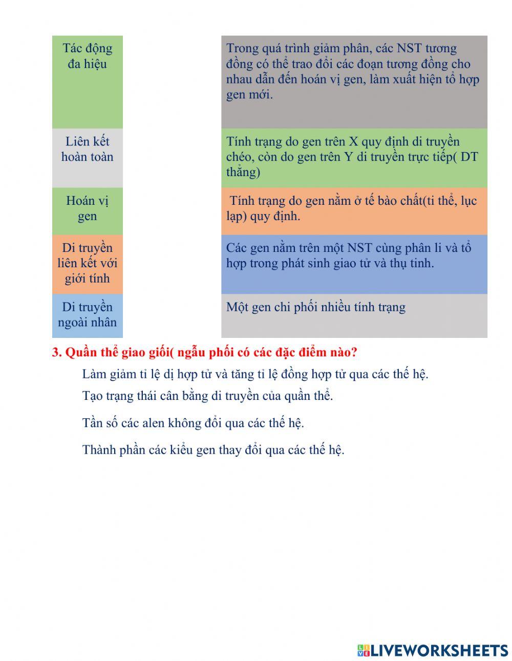 Ôn tập phần di truyền học