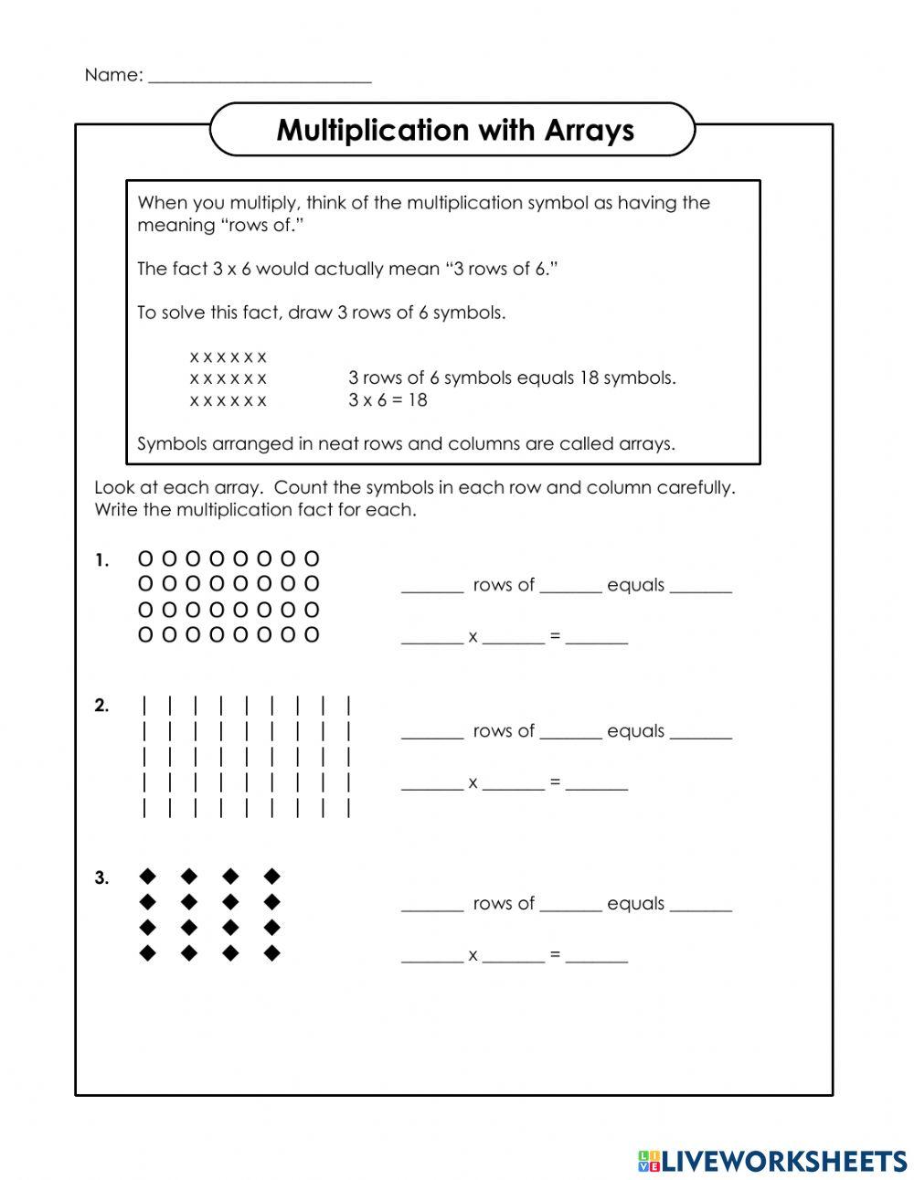 Multiplication with Arrays 1703397 Christal