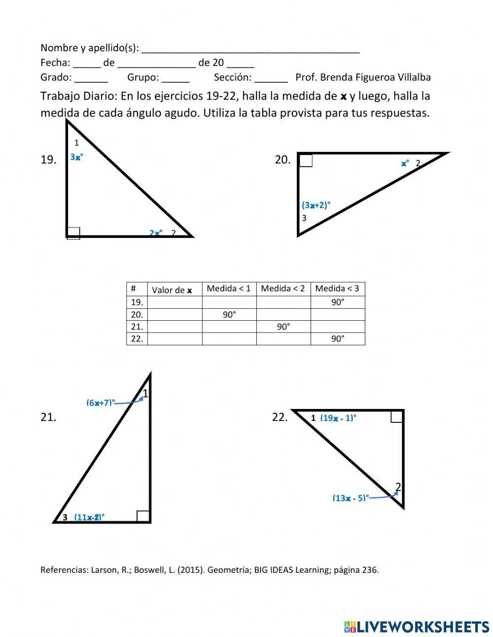 Suma de los ángulos internos de un triángulo