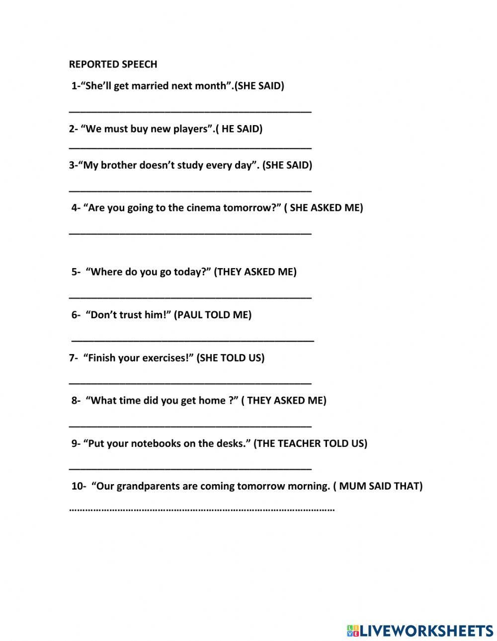 REPORTED SPEECH NUEVO