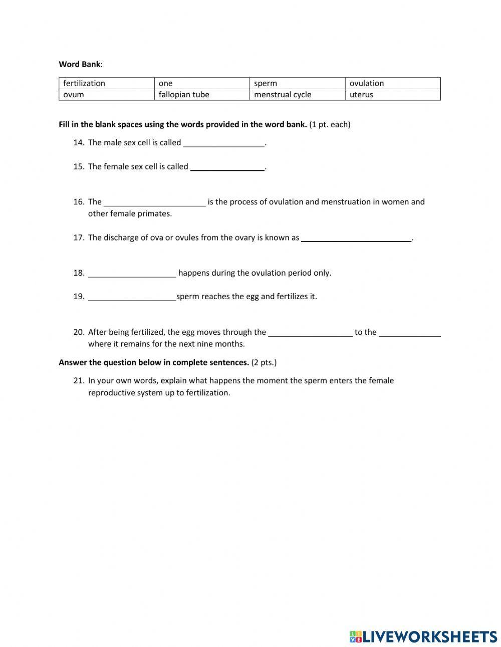 Reproductive Systems & Fertilization-Conception