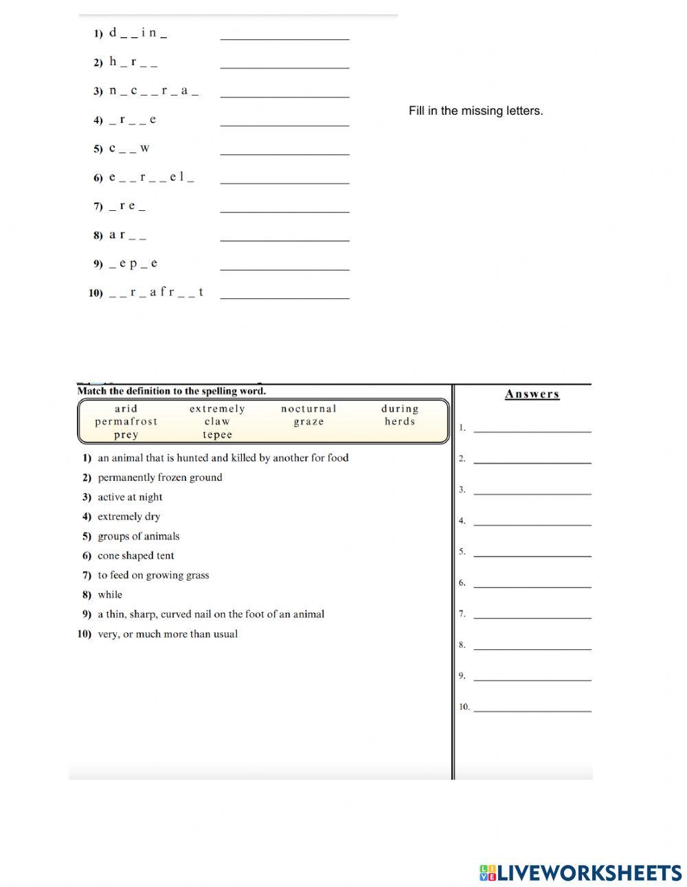 Spelling and Vocabulary List-7