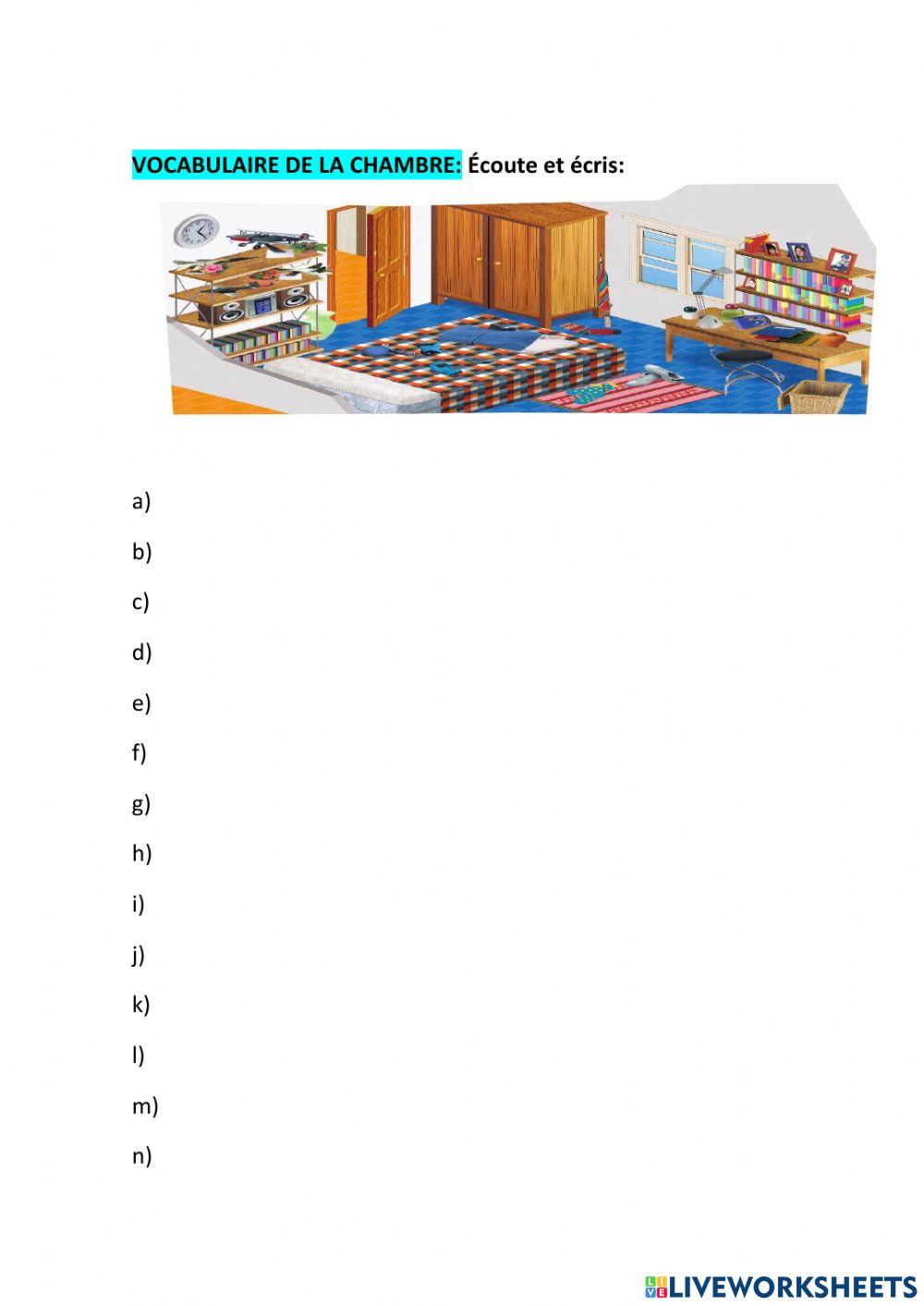 Vocabulaire de la chambre