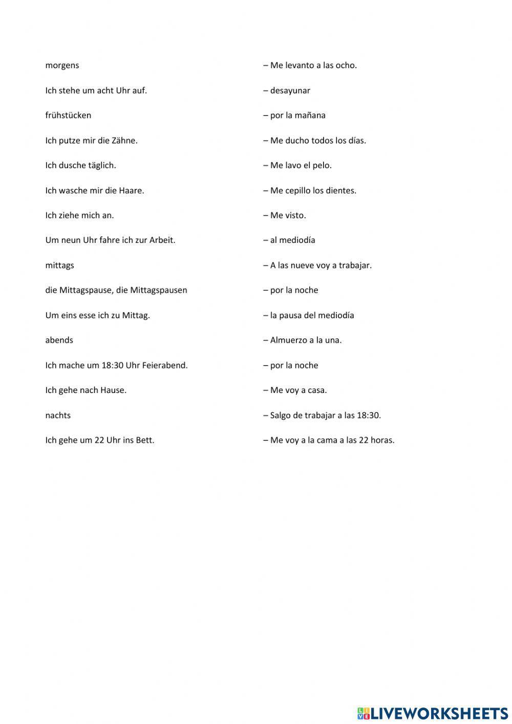 Rutina diaria alemán