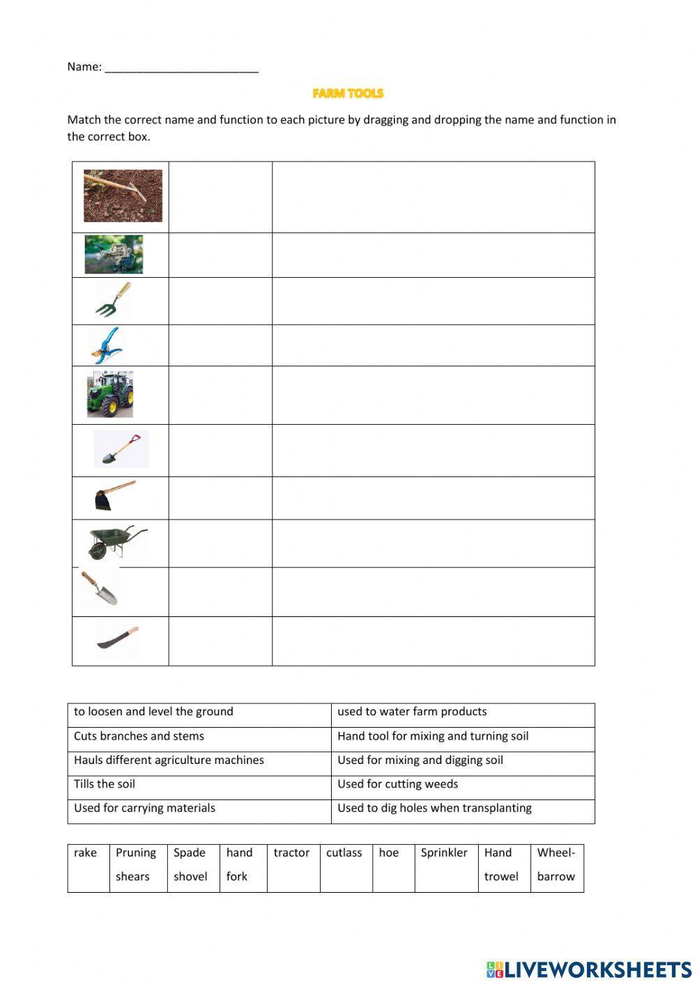Farm tools and function