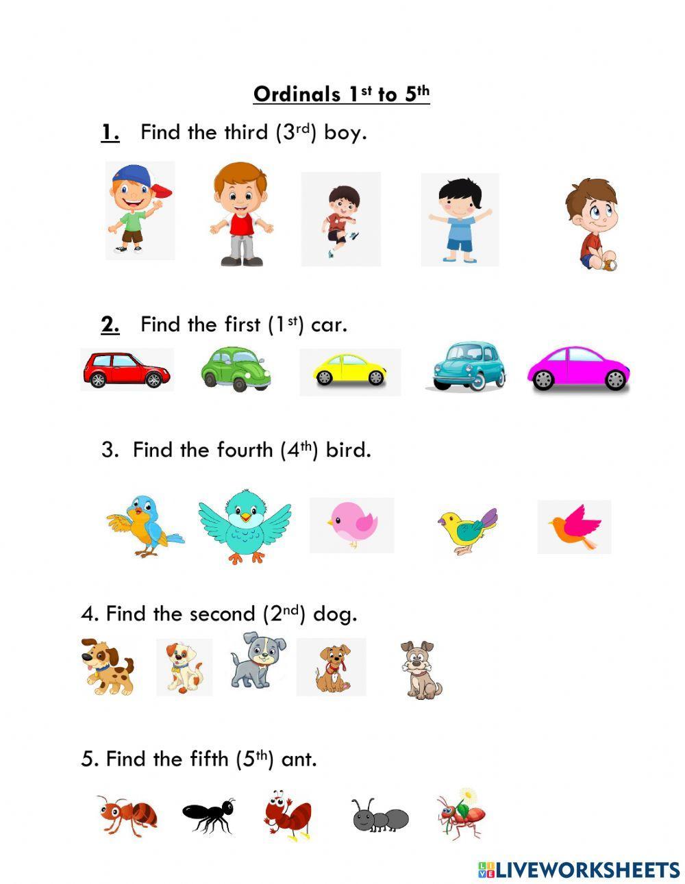 Ordinal Numbers 1st to 5th