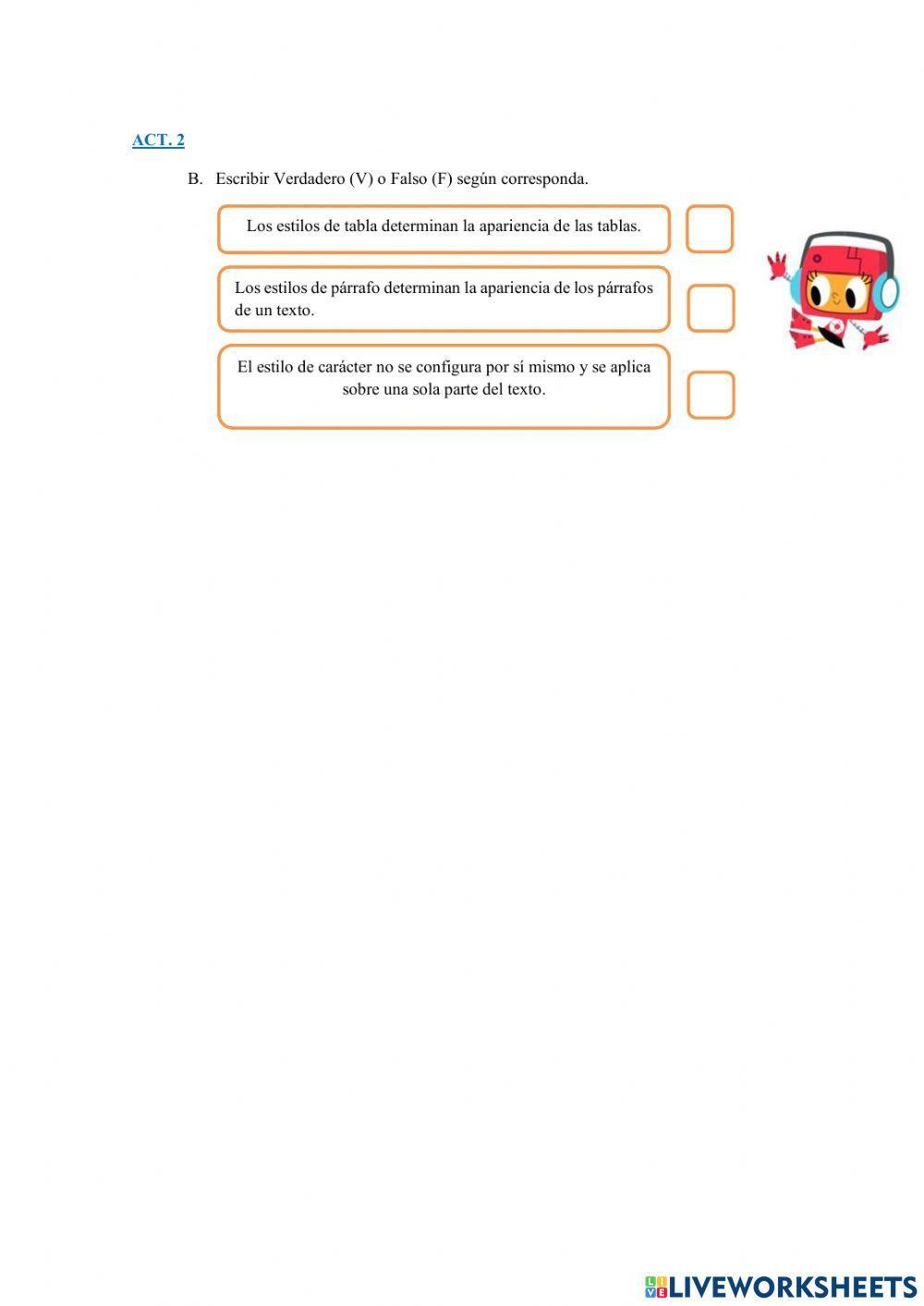 Actividad en clase octavo