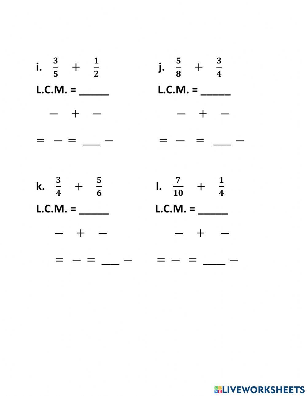 Add and subtract fractions