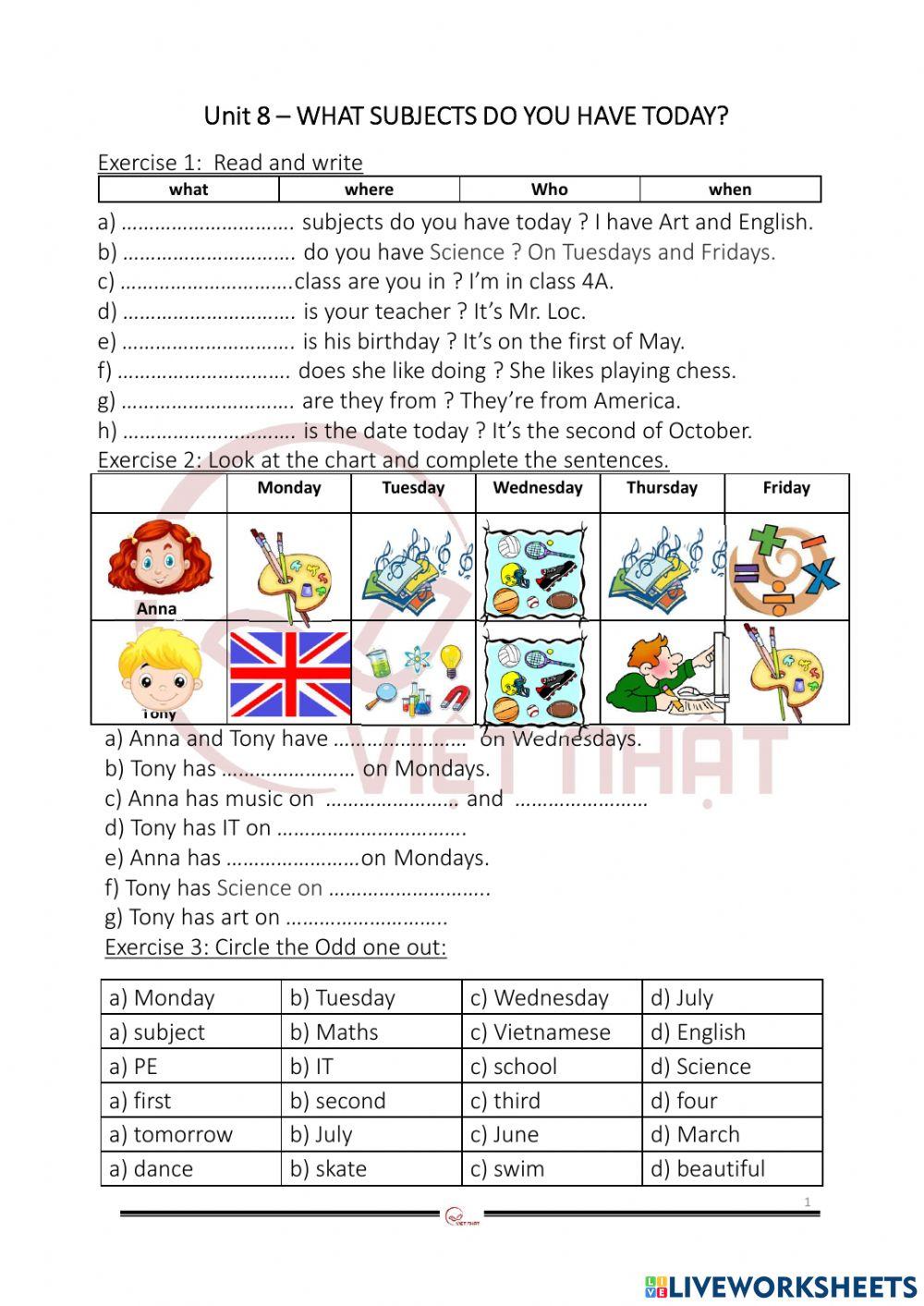 Grade 4 Unit 8 Review