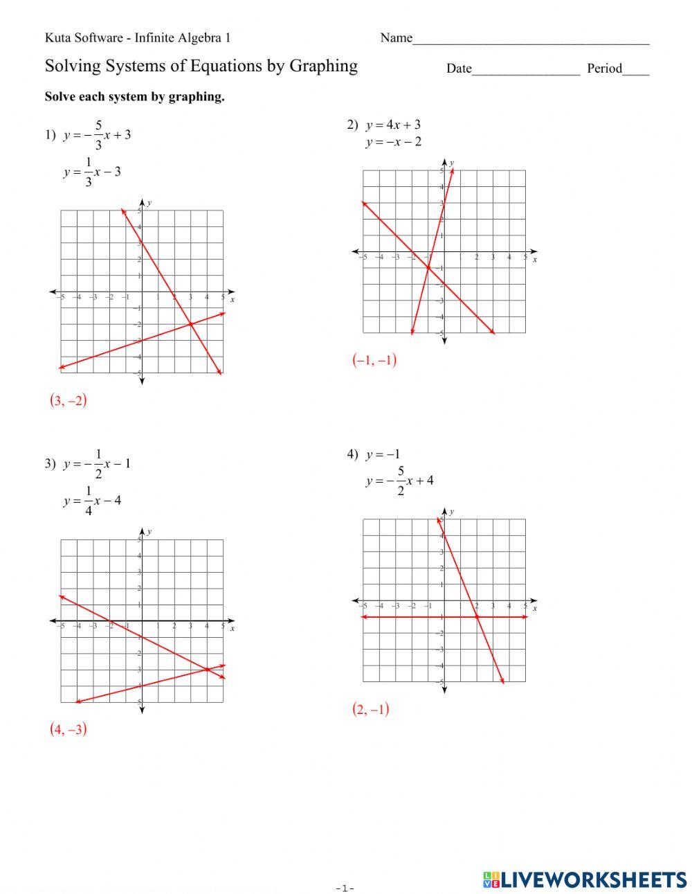 Systems of Equations Graphing worksheet | Live Worksheets systems-of-equations-graphing-worksheet-live-worksheets