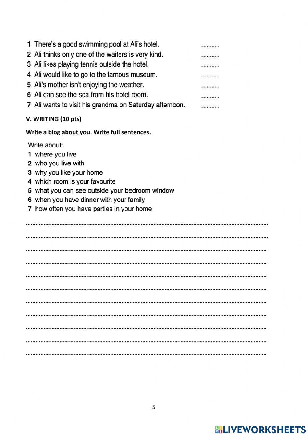 4070946 | ACHIEVEMENT TEST 4 - PREPARE 1 | LE THI THUY