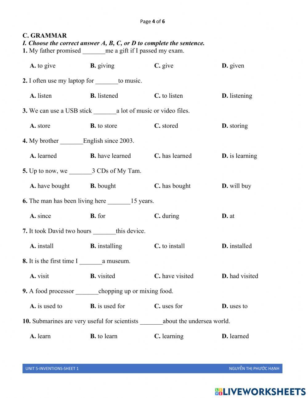E10-unit 5-inventions-sheet 1