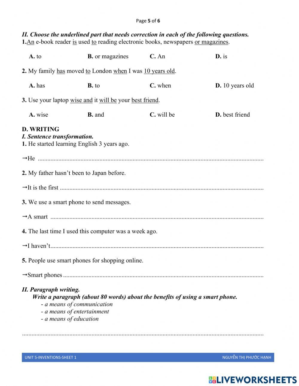 E10-unit 5-inventions-sheet 1