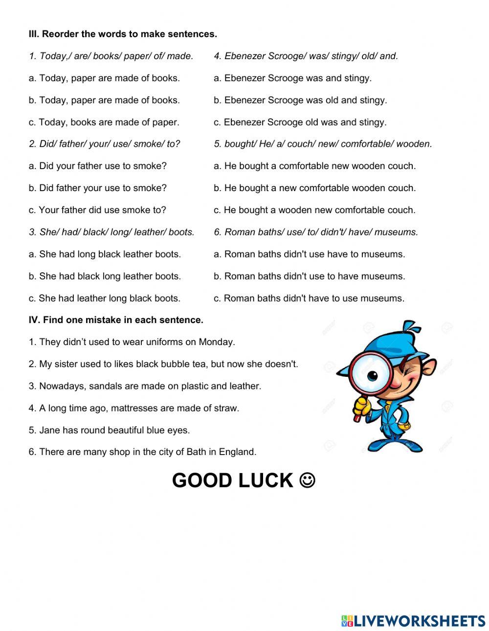 Writing practice test