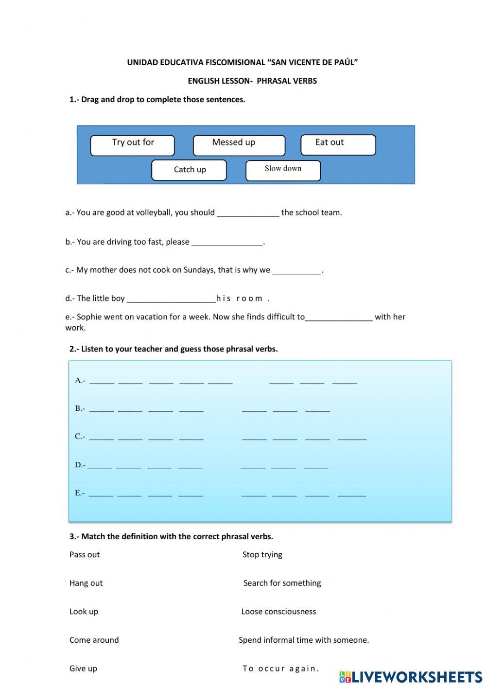 Phrasal verbs lesson