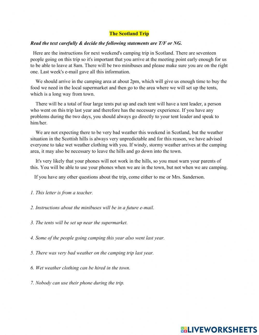 Reading: The Scotland Trip