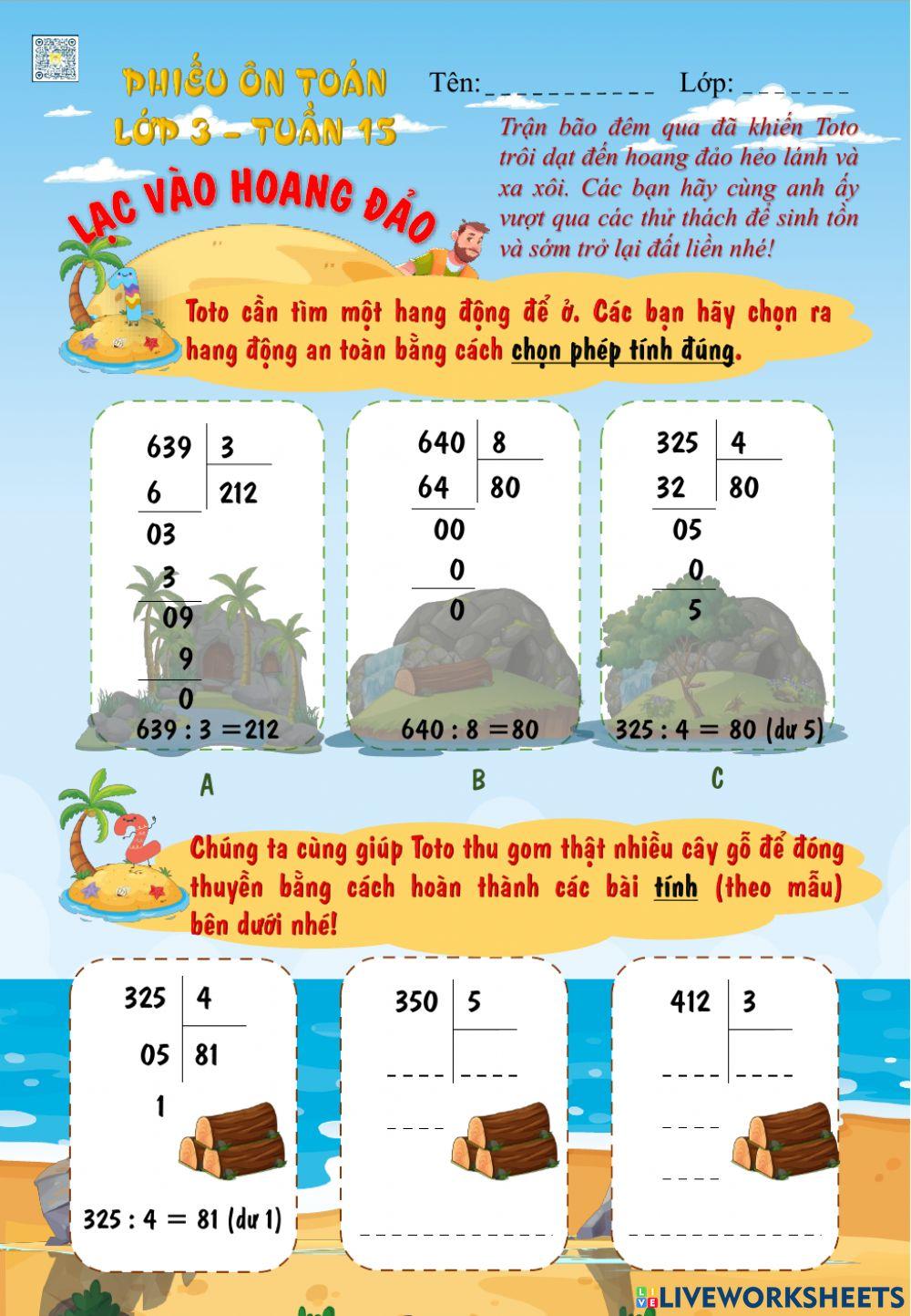 Ôn tập Toán cuối tuần 15