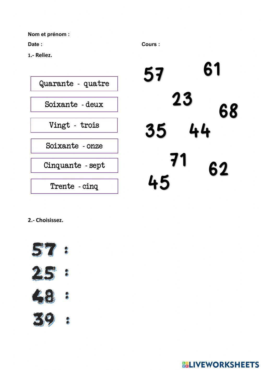 Les nombres cardinaux