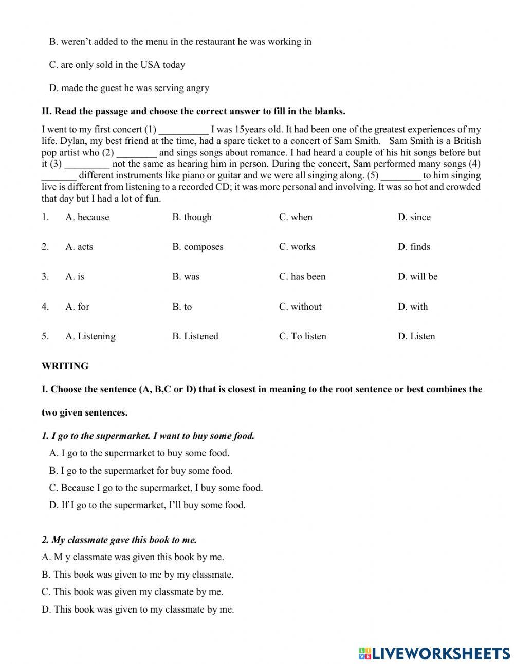 Grade 7- Revision for final test 1