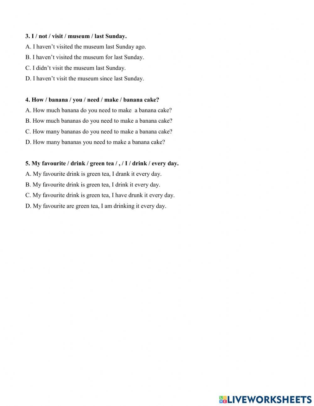 Grade 7- Revision for final test 1